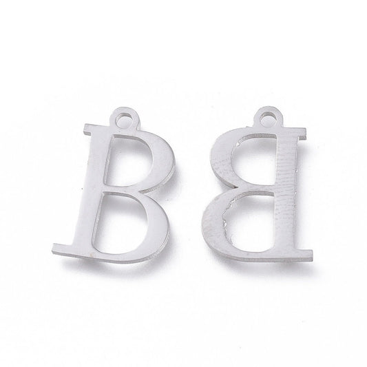 Beta Letter Charms Stainless Steel, Greek Alphabet Charms, Letter B Charms