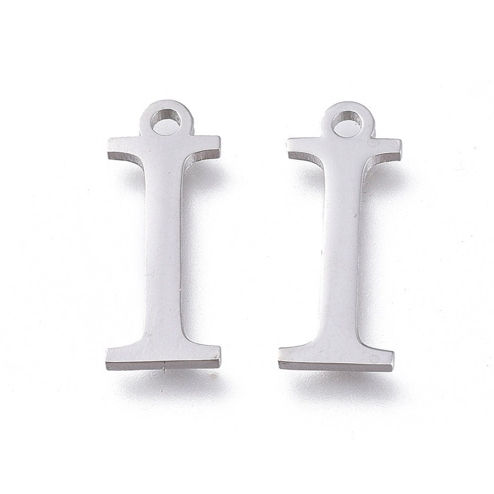 Iota Greek Letter Charms Stainless Steel, Greek Alphabet Charms, Letter I Charms