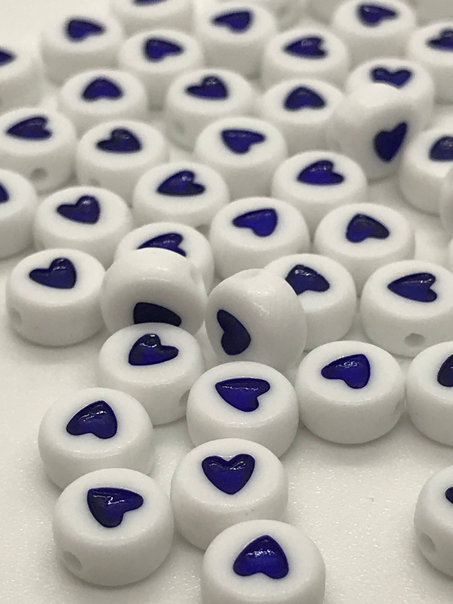 7mm Acrylic Blue Heart Beads