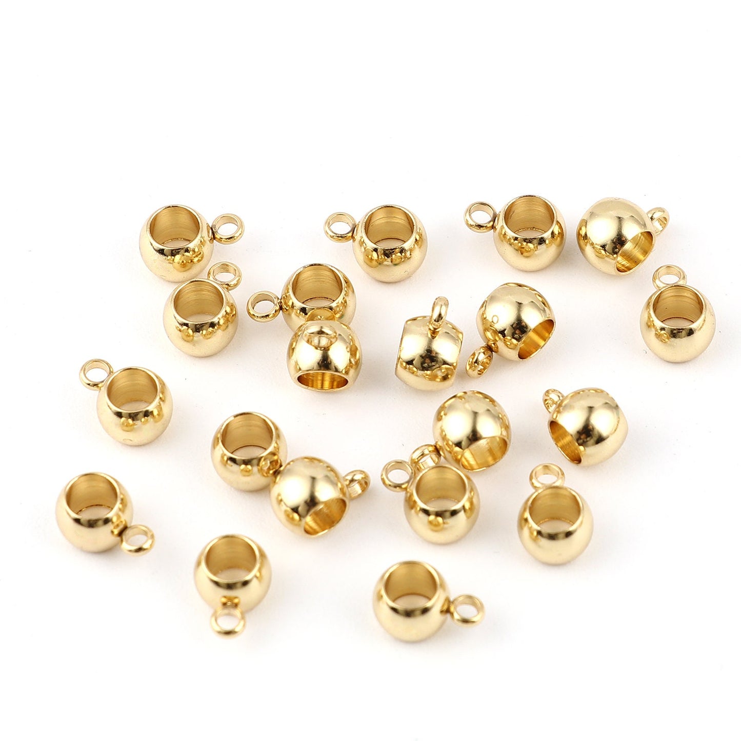 10 Gold Plated Stainless Steel Bail Beads, 9mm x 6mm