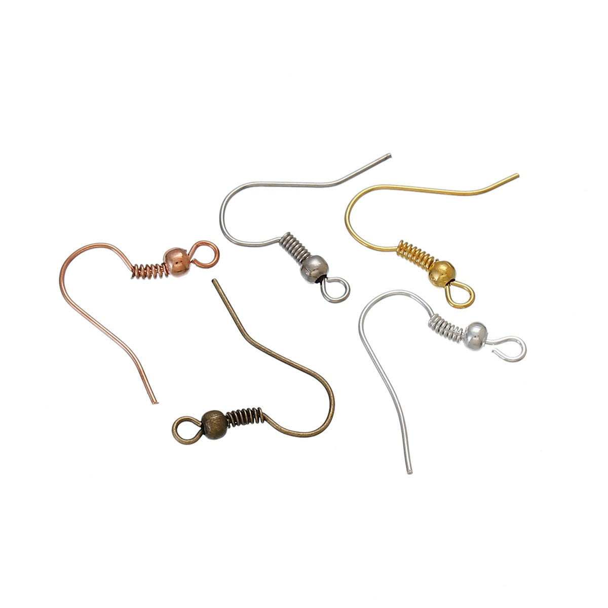 125 Pair Earrings Hooks Assorted Colors, Rose Gold, Silver, Gold, Antique Silver, Antique Bronze