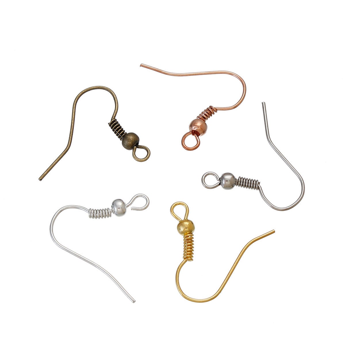 125 Pair Earrings Hooks Assorted Colors, Rose Gold, Silver, Gold, Antique Silver, Antique Bronze