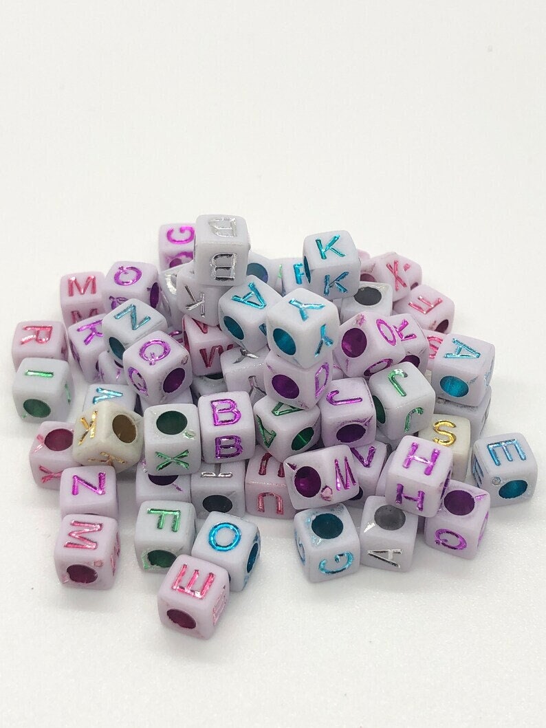 Letter A-Z Acrylic Cube Beads 6x6mm, 500 Acrylic Alphabet Beads, Plastic letter beads, Cubed letter beads