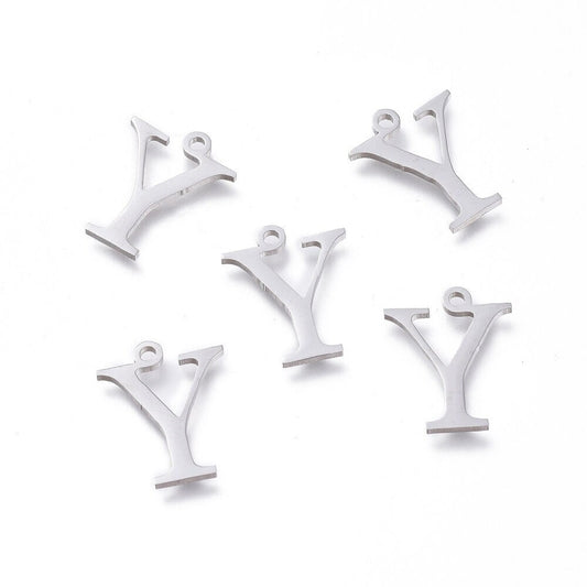 Upsilon Greek Letter Charms Stainless Steel, Greek Alphabet Charms, Letter Y Charms, Jewelry Making Supplies