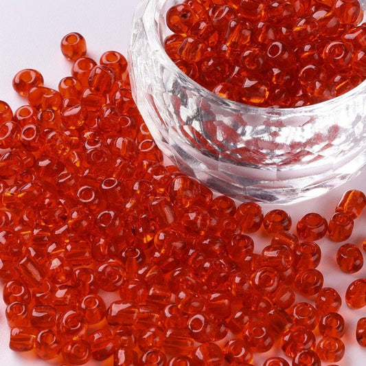 Red Seed Beads 6/0 Transparent, 110 grams