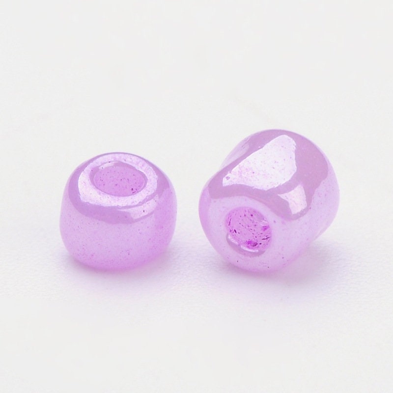Purple Lilac Seed Beads 6/0 110 grams, Pearl Luster Beads