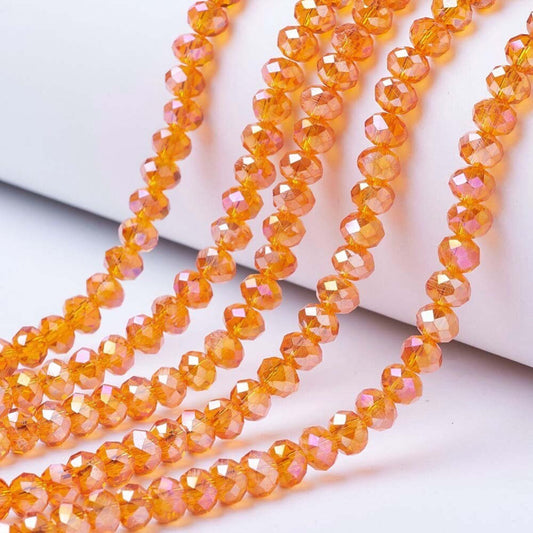 Orange 6mm transparent faceted glass beads
