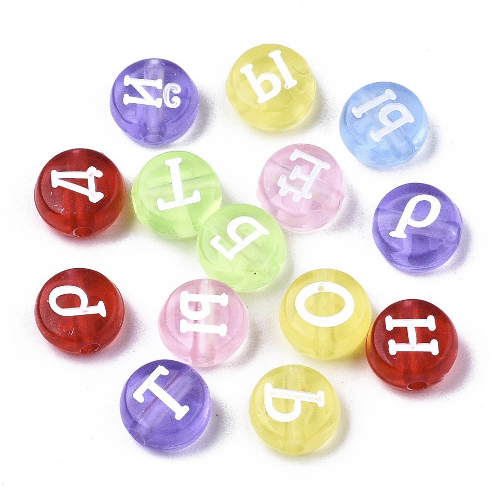 400 Russian Multicolor Alphabet Letter Beads 7mm