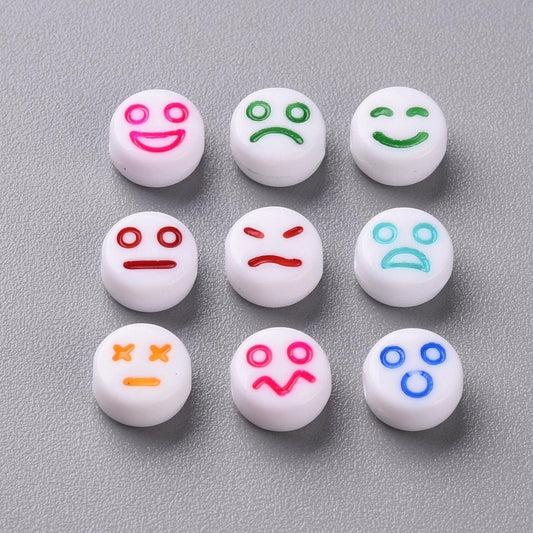 Acrylic Smiley Face Beads, Frowny Face Beads, Wow Beads, Sad Face Bead, Facial Expression Beads