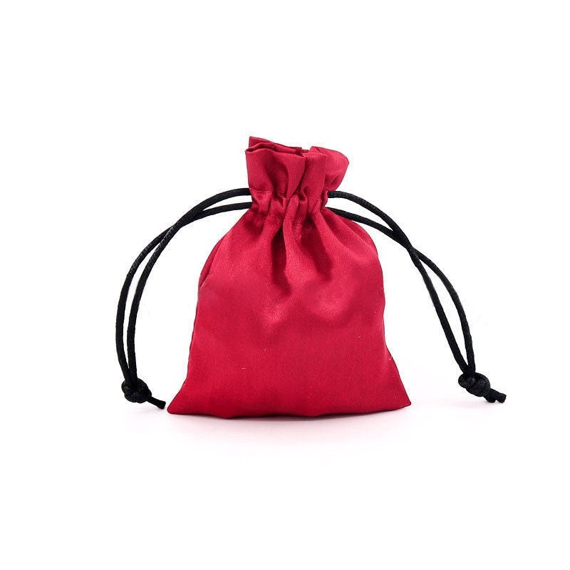 10 Red Satin Drawstring Bags 10cm x 8cm