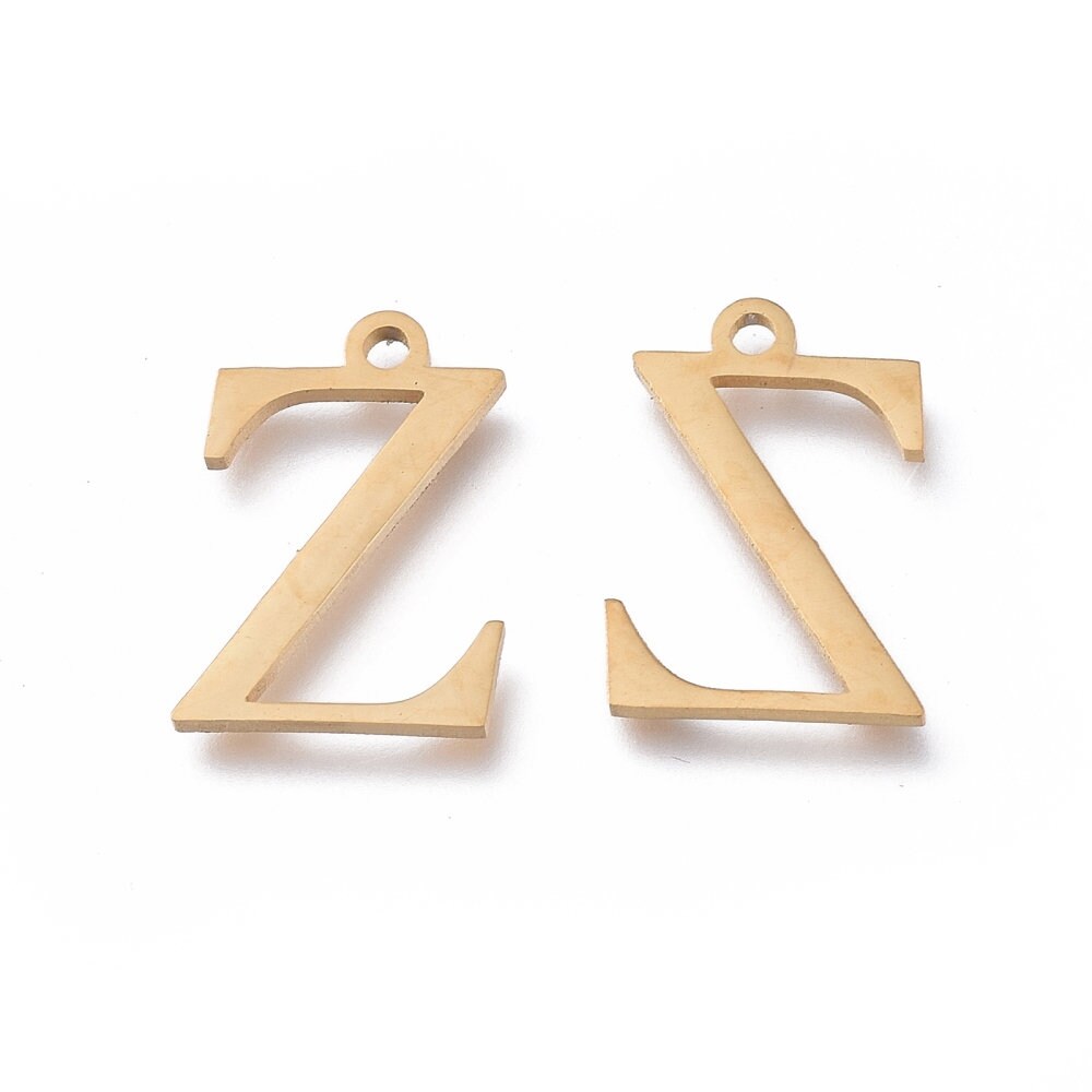 Zeta Letter Charms Stainless Steel, Greek Alphabet Charms, Letter Z Charms