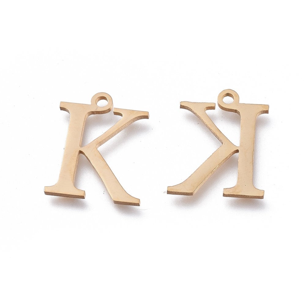 Kappa Greek Letter Charms Stainless Steel, Greek Alphabet Charms, Letter K Charms