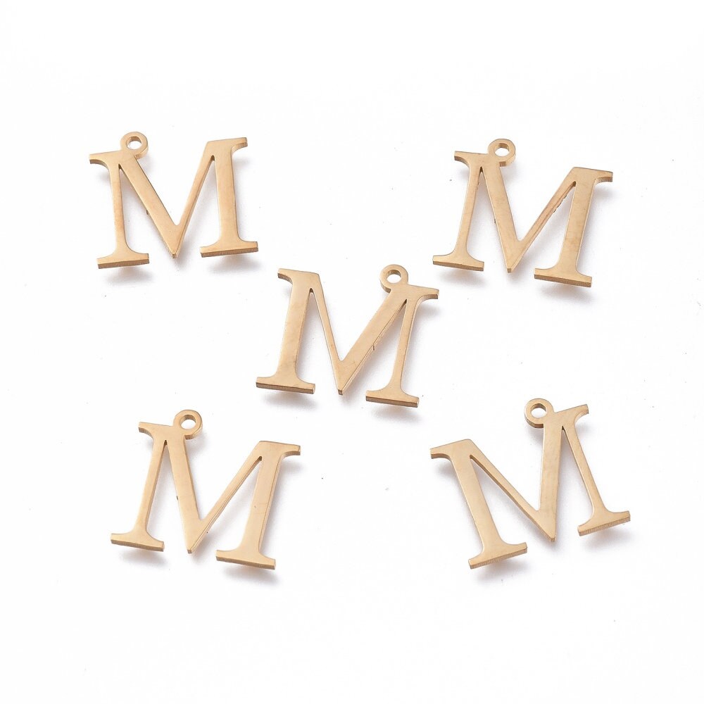 Mu Greek Letter Charms Stainless Steel, Greek Alphabet Charms, Letter M Charms