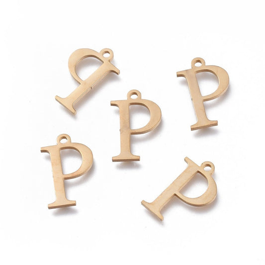 Rho Greek Letter Charms Stainless Steel, Greek Alphabet Charms
