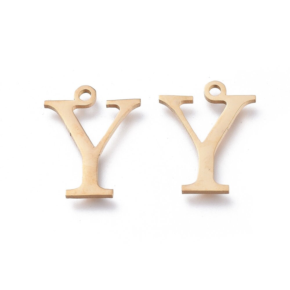 Upsilon Greek Letter Charms Stainless Steel, Greek Alphabet Charms, Letter Y Charms