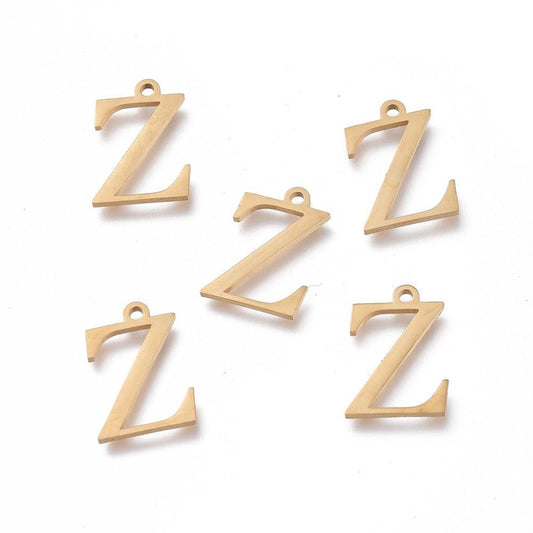 Zeta Letter Charms Stainless Steel, Greek Alphabet Charms, Letter Z Charms