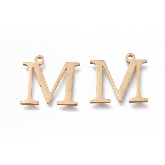 Mu Greek Letter Charms Stainless Steel, Greek Alphabet Charms, Letter M Charms