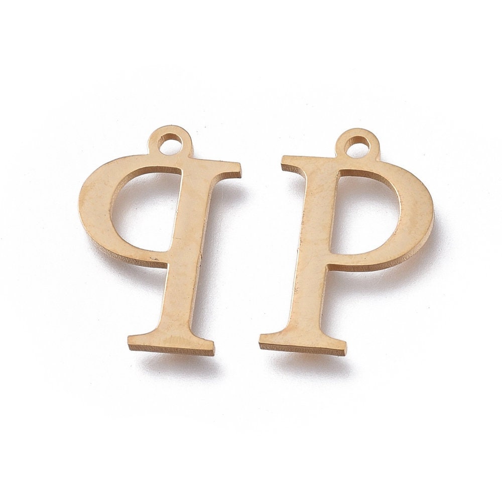 Rho Greek Letter Charms Stainless Steel, Greek Alphabet Charms