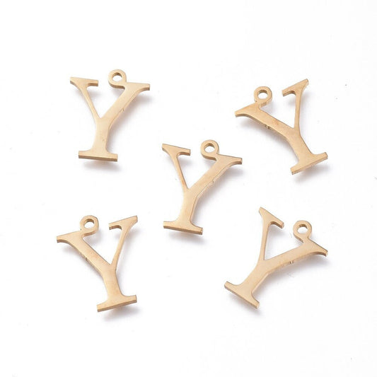 Upsilon Greek Letter Charms Stainless Steel, Greek Alphabet Charms, Letter Y Charms