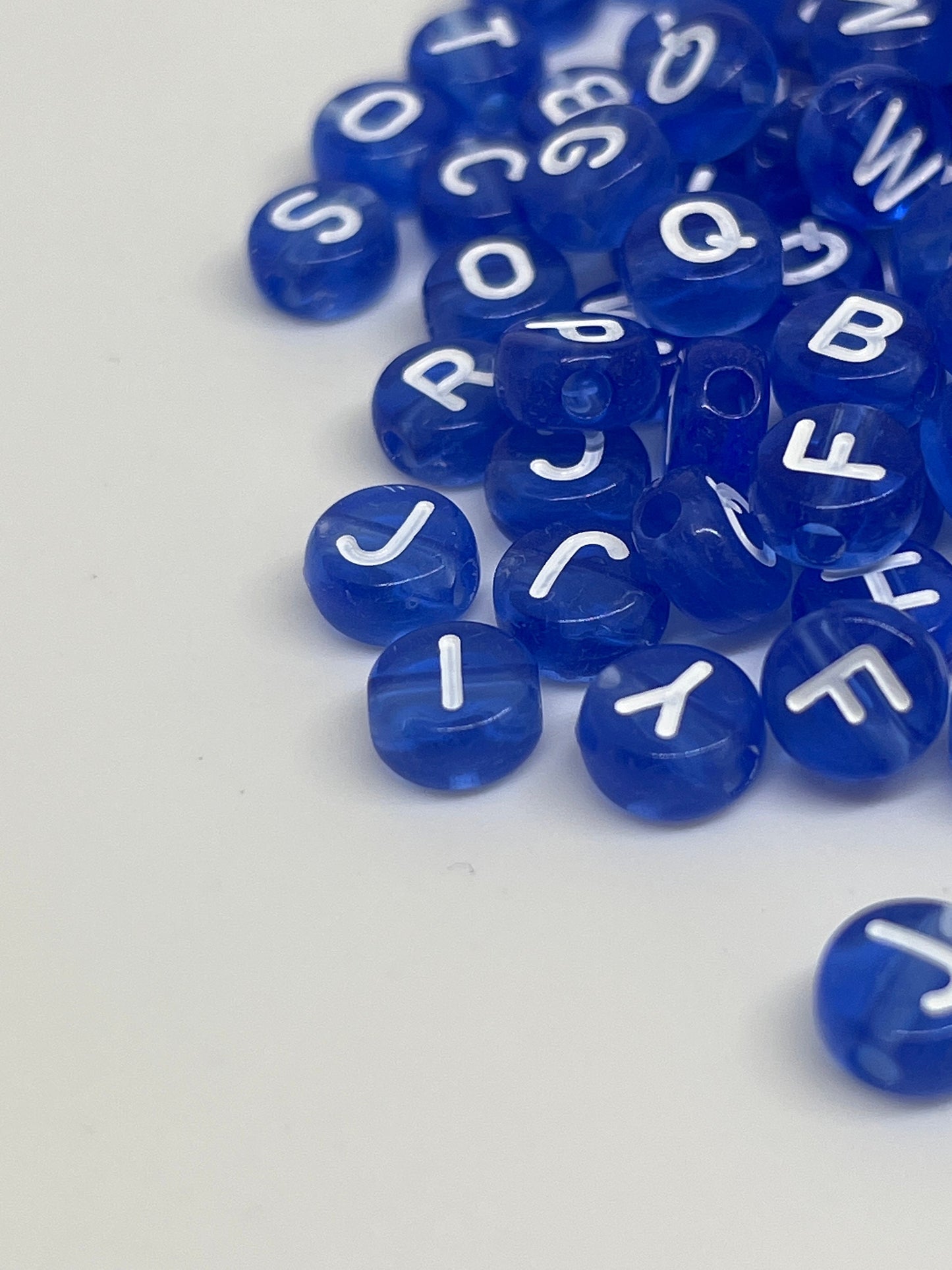 400 Blue & White Alphabet Beads, 7mm Acrylic letter Beads