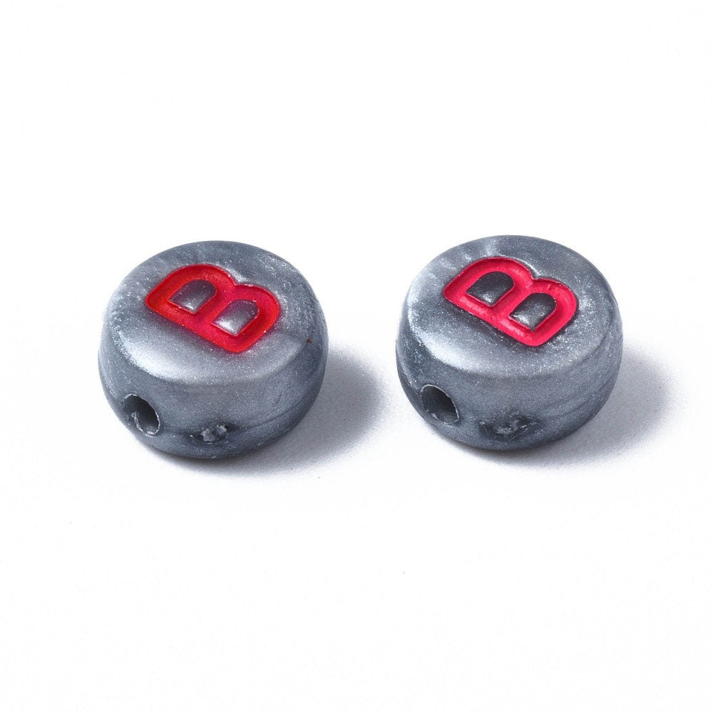 400 Gray Alphabet Beads, 7mm Acrylic letter beads