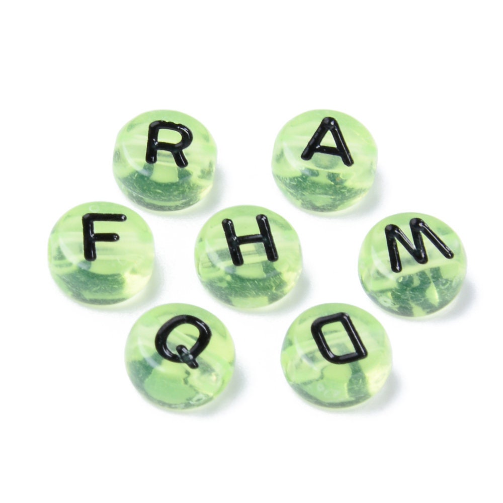 400 Green Alphabet Beads, 7mm Acrylic letter beads