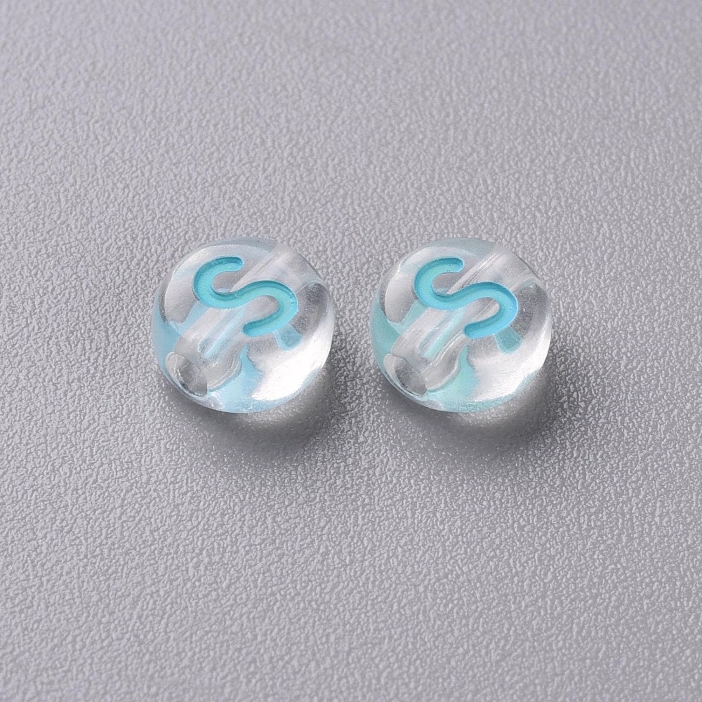 400 Blue Alphabet Beads, 7mm Acrylic letter Beads