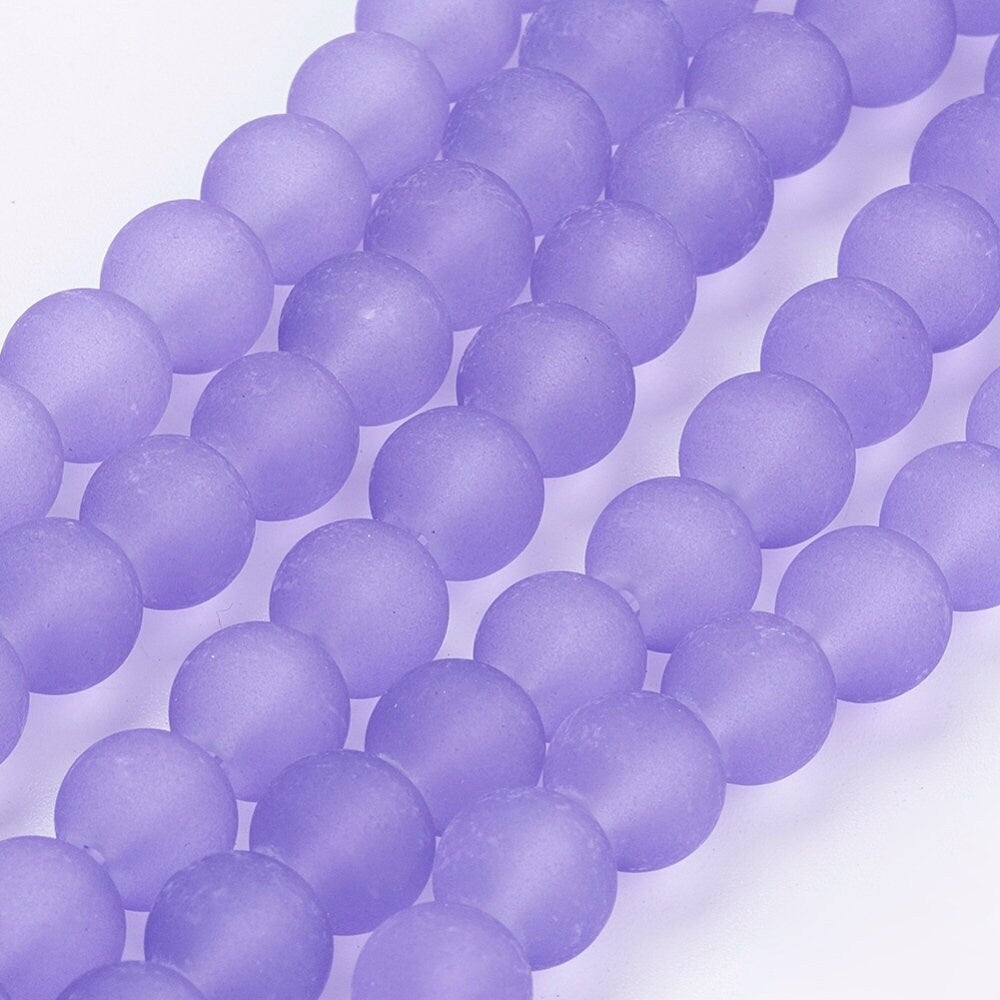 8mm Purple Frosted Beads