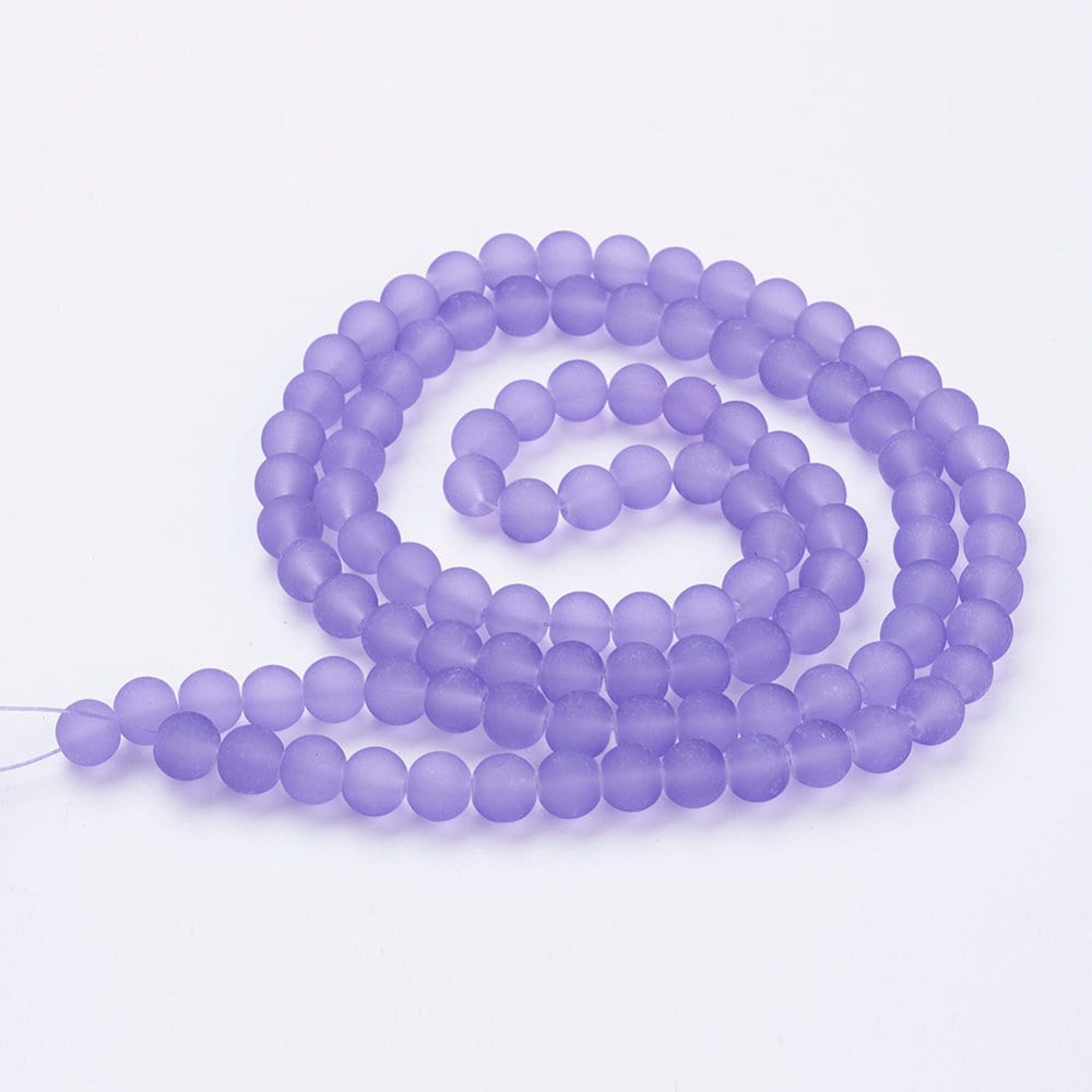 8mm Purple Frosted Beads