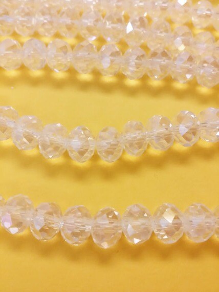 Clear rondelle rainbow plated beads 3mm 4mm 6mm 8mm 10mm