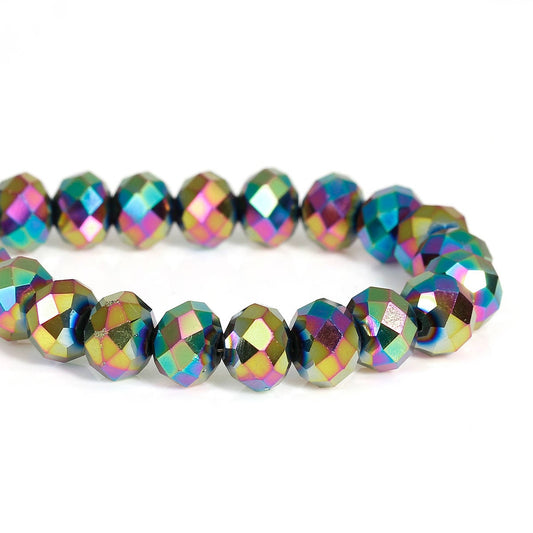 AB Iridescent Color Faceted Electroplate, 12mm, 10mm, 8mm 6mm 4mm beads