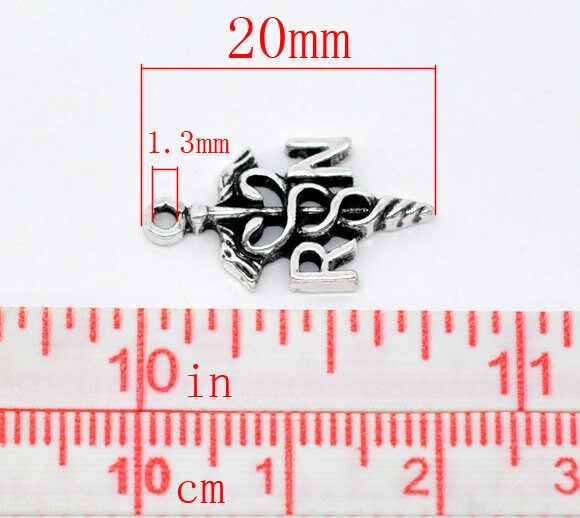 50 RN Nurse Charms, Nurse Charms, Registered Nurse Charms, Jewelry Making Supplies, Medical Charm