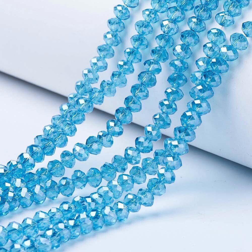 Blue Faceted Rondelle Beads Pearl Luster Plated,  10x8mm, 8x6mm, 6x5mm