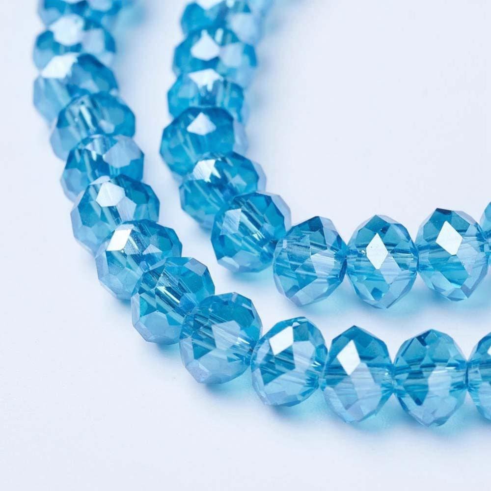 Blue Faceted Rondelle Beads Pearl Luster Plated,  10x8mm, 8x6mm, 6x5mm