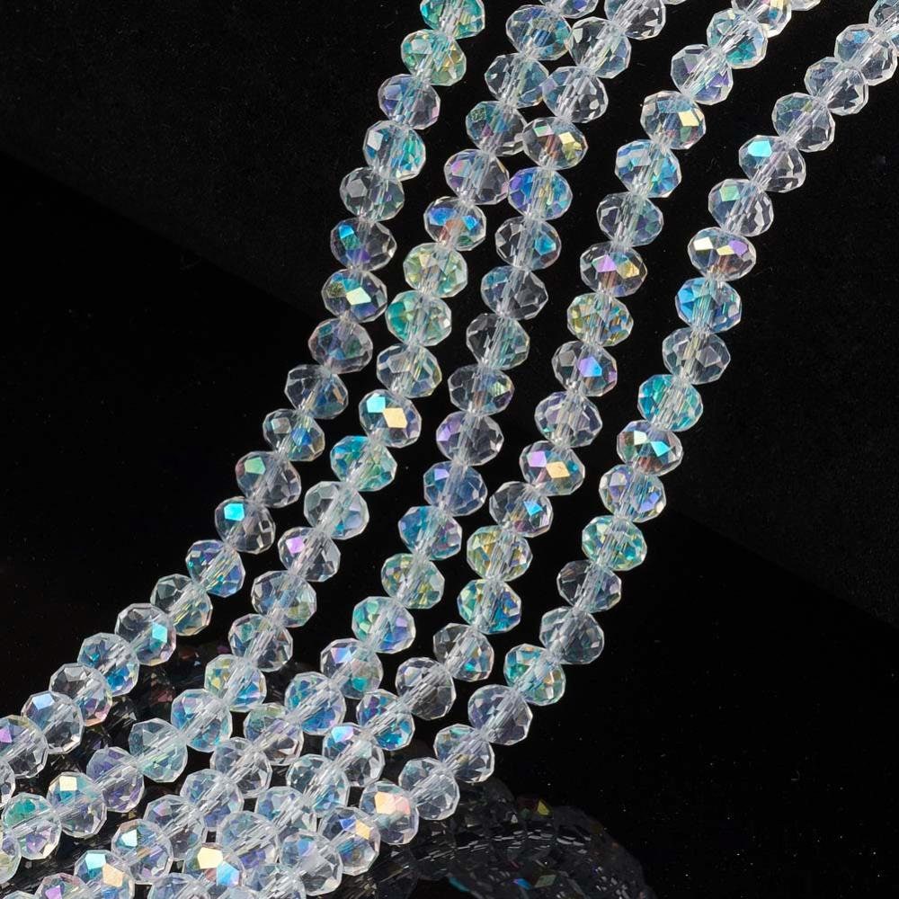 Clear rondelle rainbow plated beads 3mm 4mm 6mm 8mm 10mm