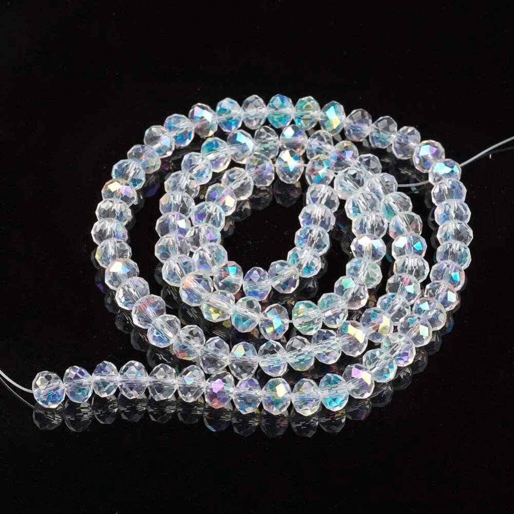 Clear rondelle rainbow plated beads 3mm 4mm 6mm 8mm 10mm