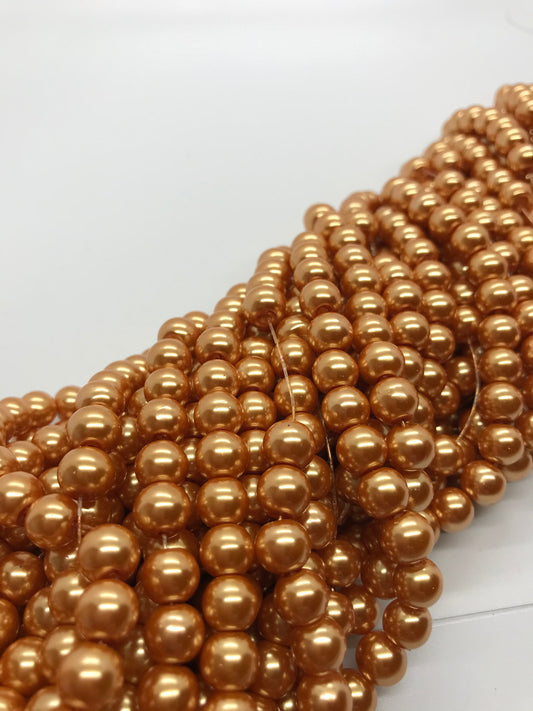 3mm 4mm 6mm 8mm Orange Glass Pearl Beads