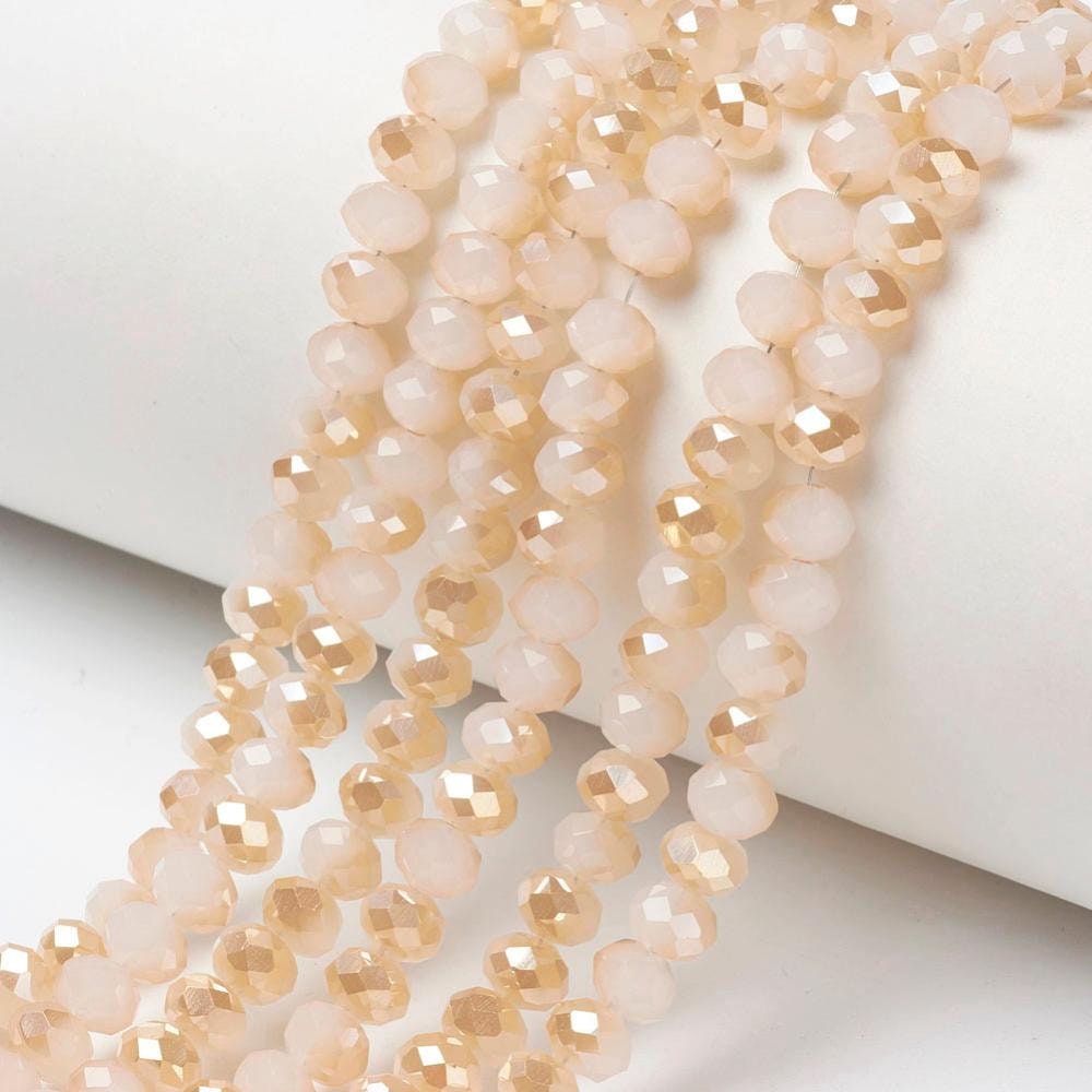 Cream and Champagne Rondelle Beads 10x8mm, 8x6mm, 6x5mm, 3x2mm
