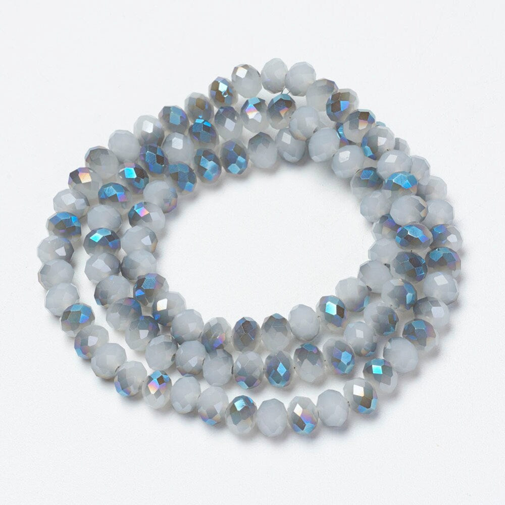 Blue and Gray Half Plated Rondelle Beads 6mm 8mm 10mm