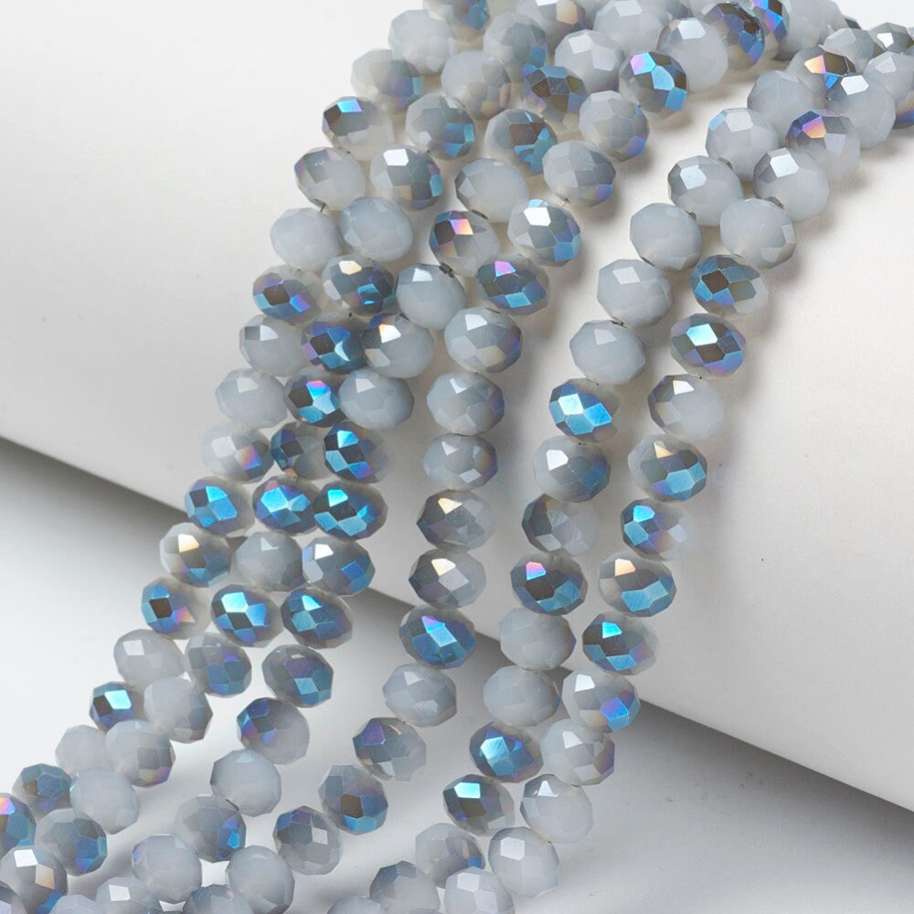 Blue and Gray Half Plated Rondelle Beads 6mm 8mm 10mm