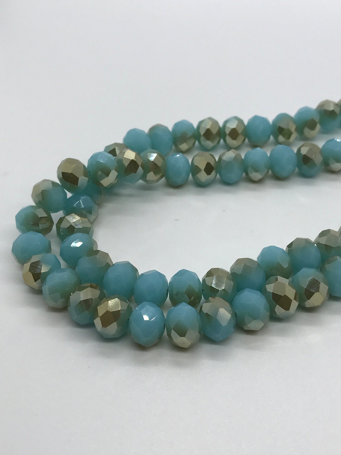 Blue and Champagne Rondelle  Beads, 6mm 8mm 10mm