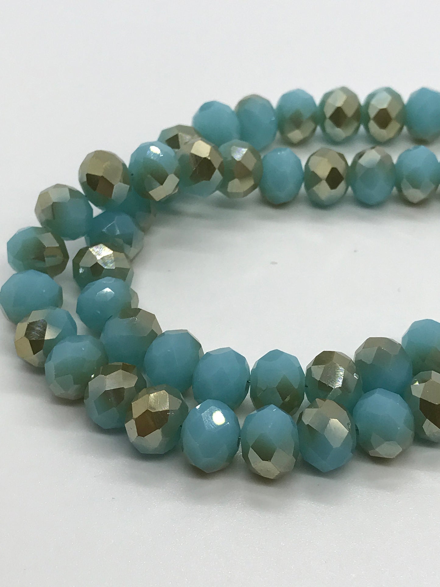 Blue and Champagne Rondelle  Beads, 6mm 8mm 10mm