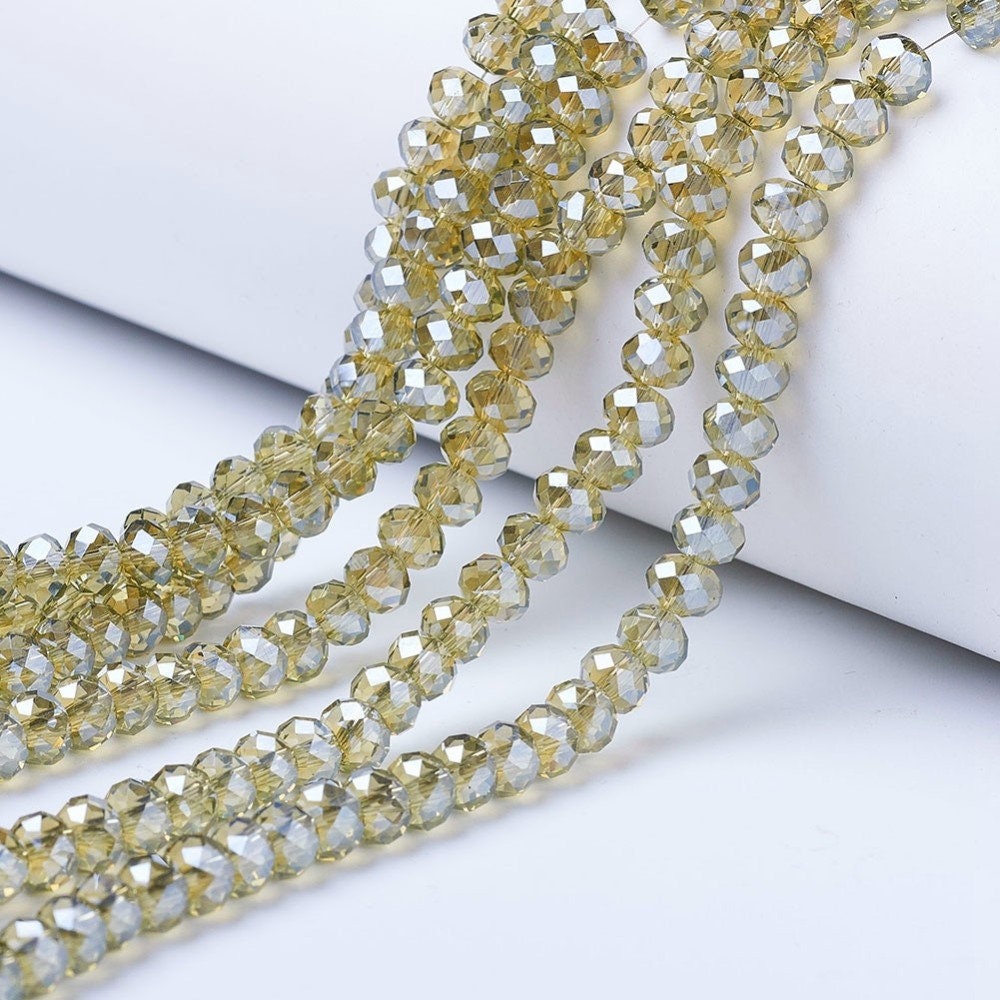 Brown Faceted Rondelle Beads Pearl Luster Plated,  10x8mm, 8x6mm, 6x5mm, 4x3mm