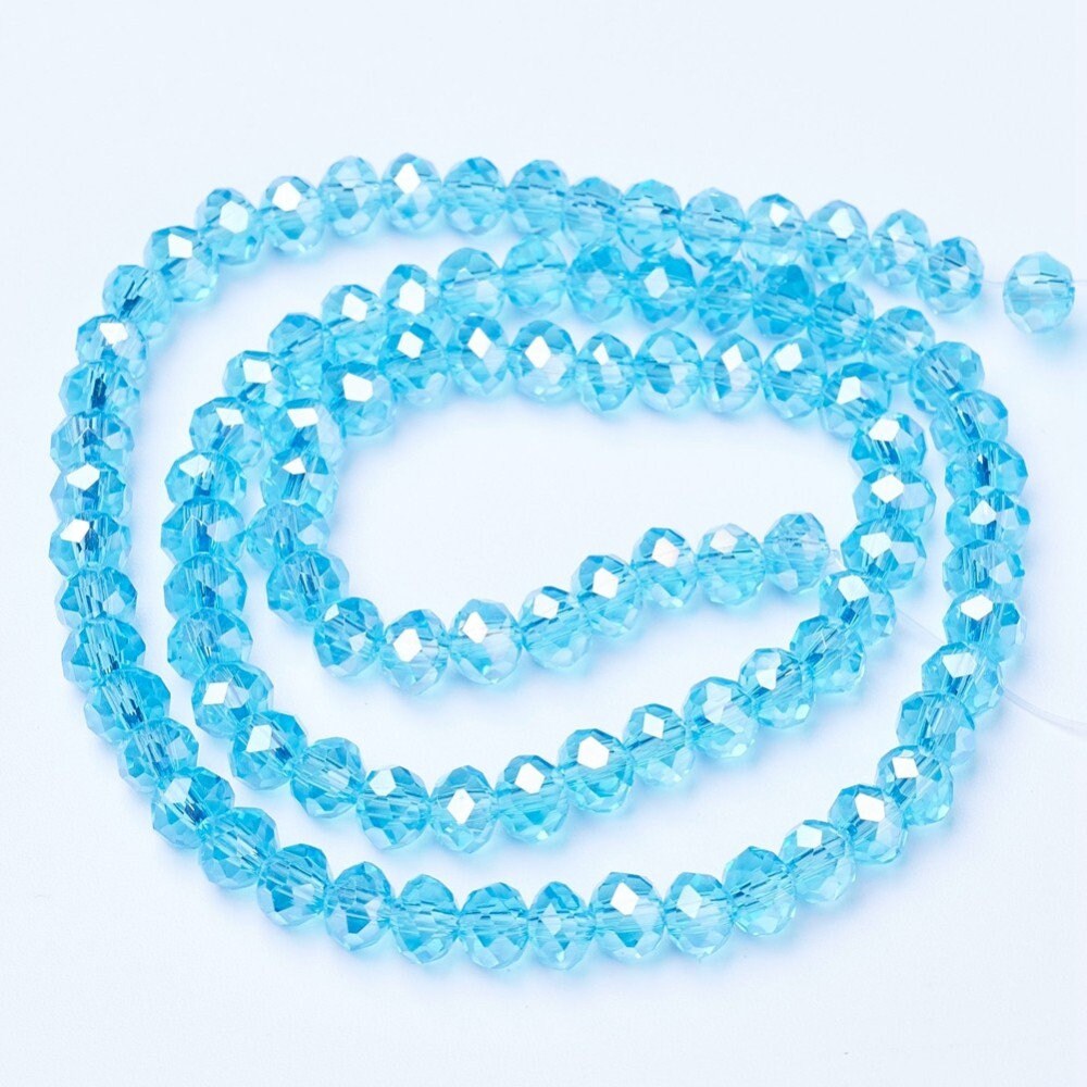 Blue Faceted Rondelle Beads AB Color Plated, 8x6mm, 6x5mm. 4x3mm