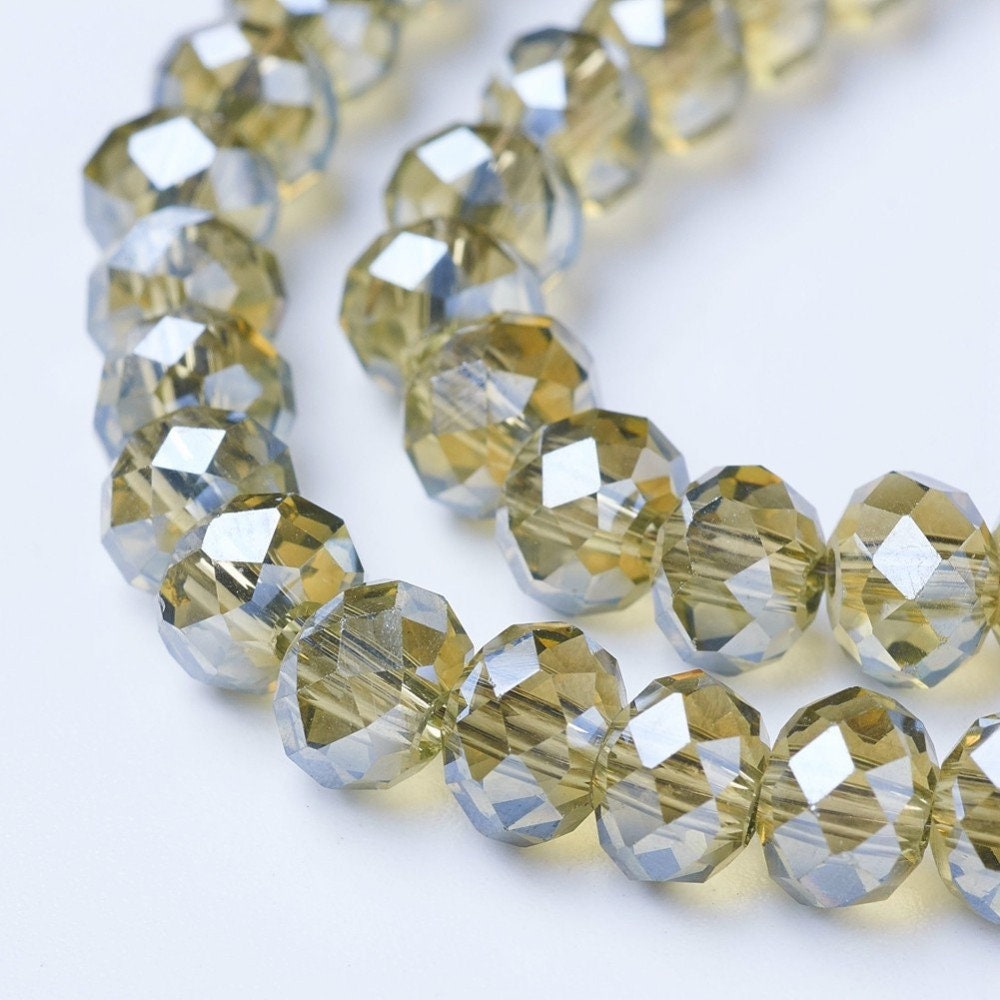 Brown Faceted Rondelle Beads Pearl Luster Plated,  10x8mm, 8x6mm, 6x5mm, 4x3mm