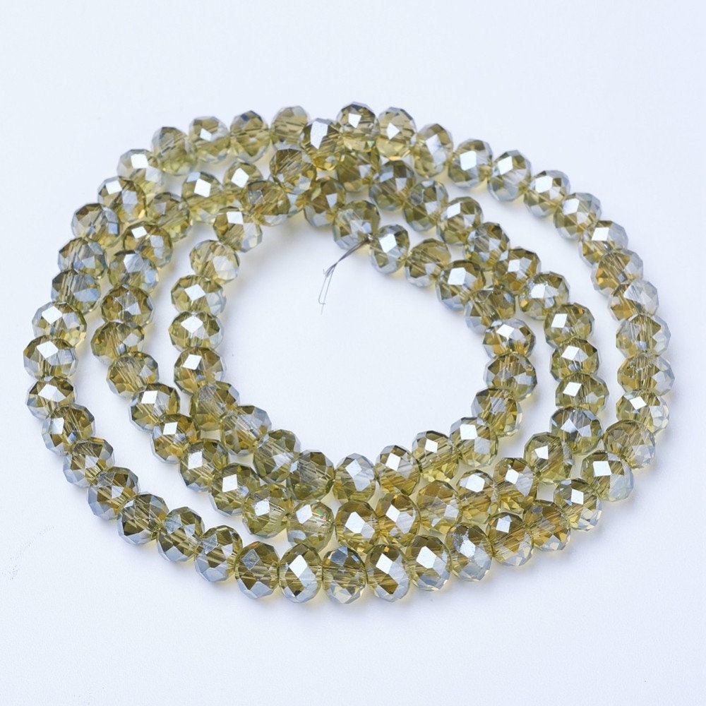 Brown Faceted Rondelle Beads Pearl Luster Plated,  10x8mm, 8x6mm, 6x5mm, 4x3mm