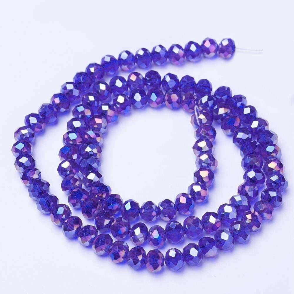 Blue Faceted Rondelle Beads Half Plated,  10x8mm, 8x6mm, 6x5mm, 4x3mm