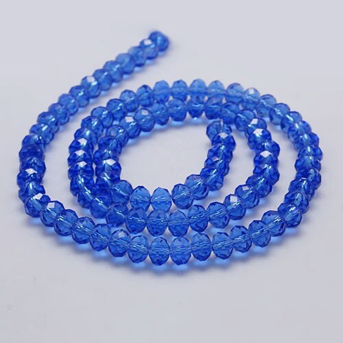 90 6mm Blue Transparent Faceted Rondelle Beads