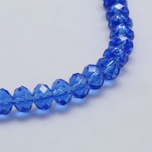 90 6mm Blue Transparent Faceted Rondelle Beads
