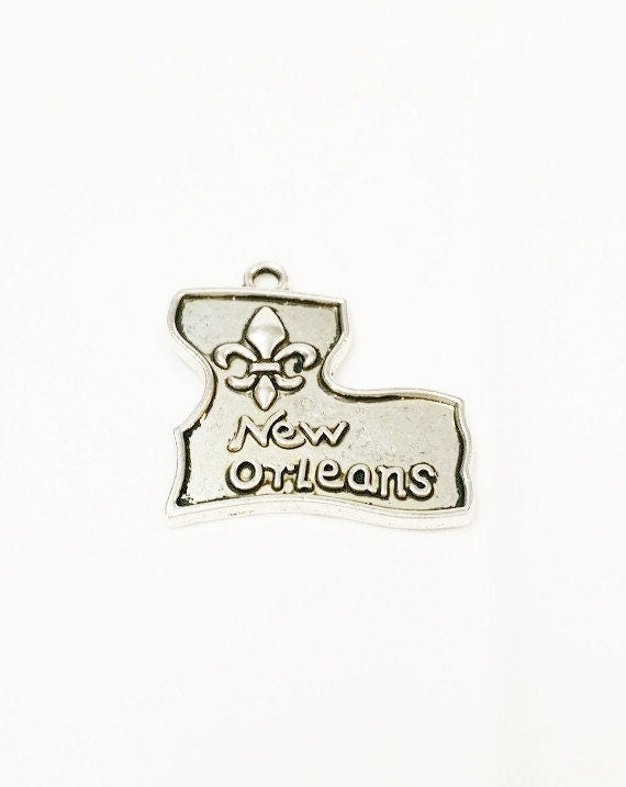 5 New Orleans Charms, Mardi Gras Charms, Antique Silver Pendant